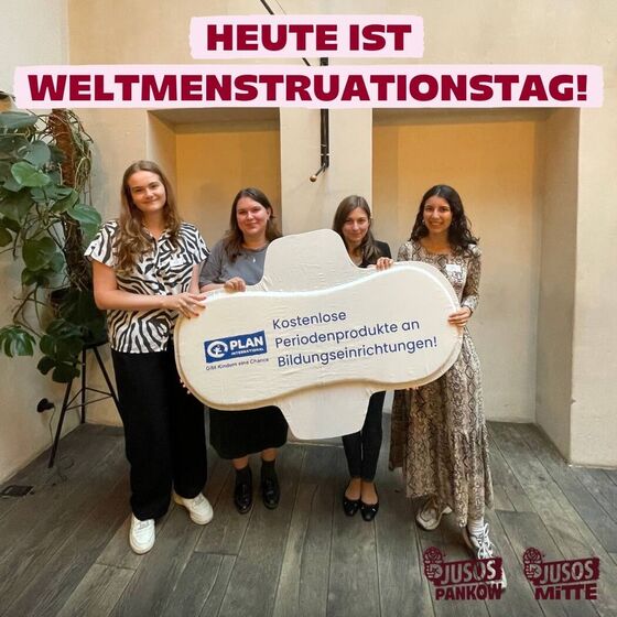 Jusos Mitte und Jusos Pankow - für kostenlose Menstruationsprodukte in Bildungseinrichtungen